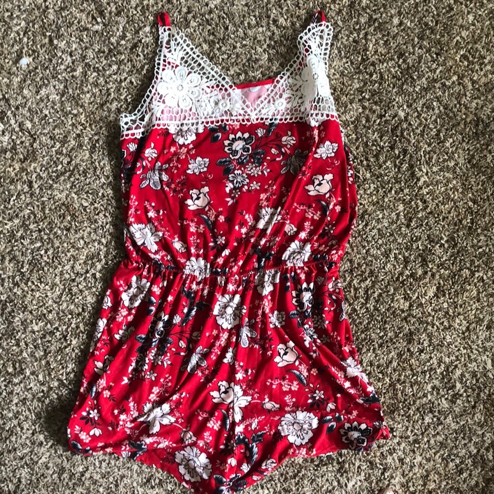 Red Floral Romper
